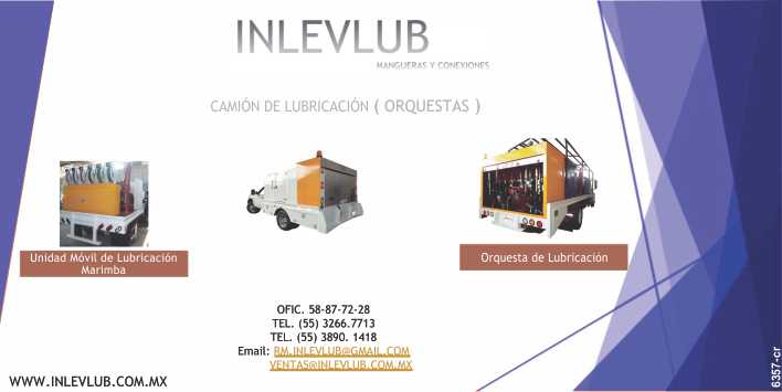 camion de lubricacion y orquestas, ingenieria en elevacion y lubricacion, mangueras y conexiones hidraulicas, orquesta de lubricacion, unidad movil de lubricacion marimba