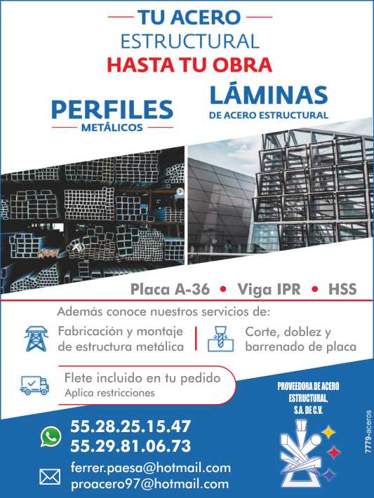 Tu Acero Estructural hasta tu Obra Perfiles Metalicos, Laminas de Acero Estructural. Placa A-36, Viga IPR, HSS Ademas conoce nuestros servicios: Fabricacion y Montaje de estructura metalica.