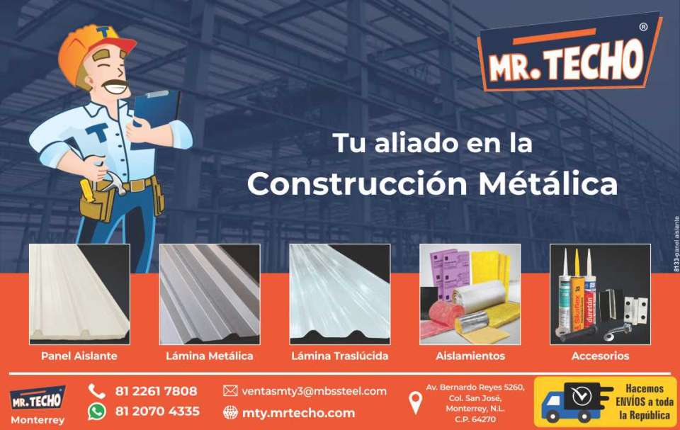 Mr. Techo tu aliado en la Construccion Metalica. *Panel aislante *Lamina metalica *Lamina traslucida *Aislamientos *Accesorios. Hacemos envios a toda la republica.