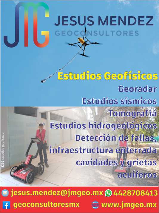 Jesus Mendez Geoconsultores Estudios Geofisicos, Georadar, Estudios Sismicos, Tomografia, Estudios Hidrogeologicos, Deteccion de fallas, infraestructura enterrada, cavidades y grietas, acuiferos.